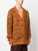 CARDIGAN IN MISTO MOHAIR A RIGHE