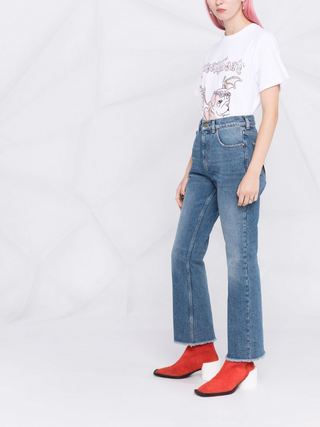 JEANS CROPPED IN COTONE