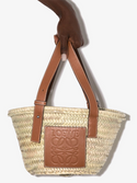 BORSA BASKET PICCOLA IN RAFIA E PELLE