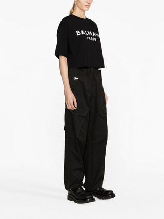 T-SHIRT CROPPED CON LOGO IN COTONE