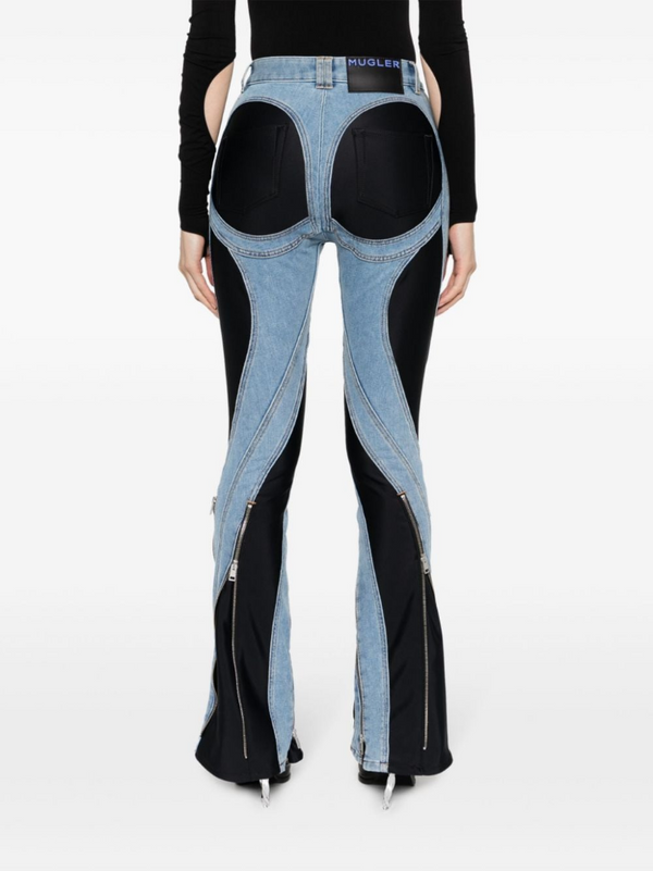 JEANS A SPIRALE BIMATERIALE CON SPACCO