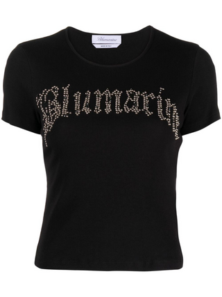 T-SHIRT IN COTONE CON LOGO IN STRASS