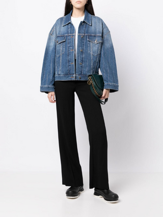 GIACCA DI JEANS OVERSIZE A RIGHE